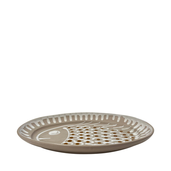 Large Fish Ceramic Oval Platter, Beige and Terracotta - Puglia, Italy