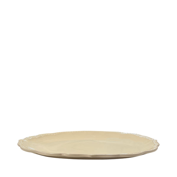 Ponti Large Scalloped Ceramic Serving Platter, Cream - Puglia, Italy