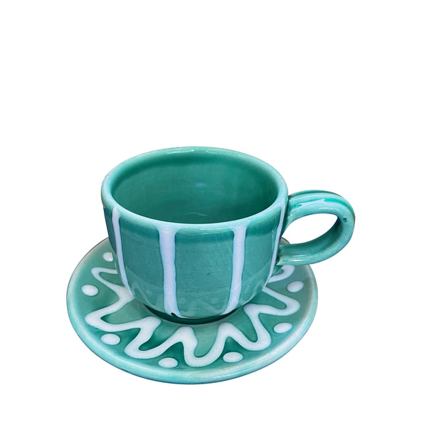 Sea Foam Ceramic Tea/Coffee Cup and Saucer - Puglia, Italy - PRE-ORDER