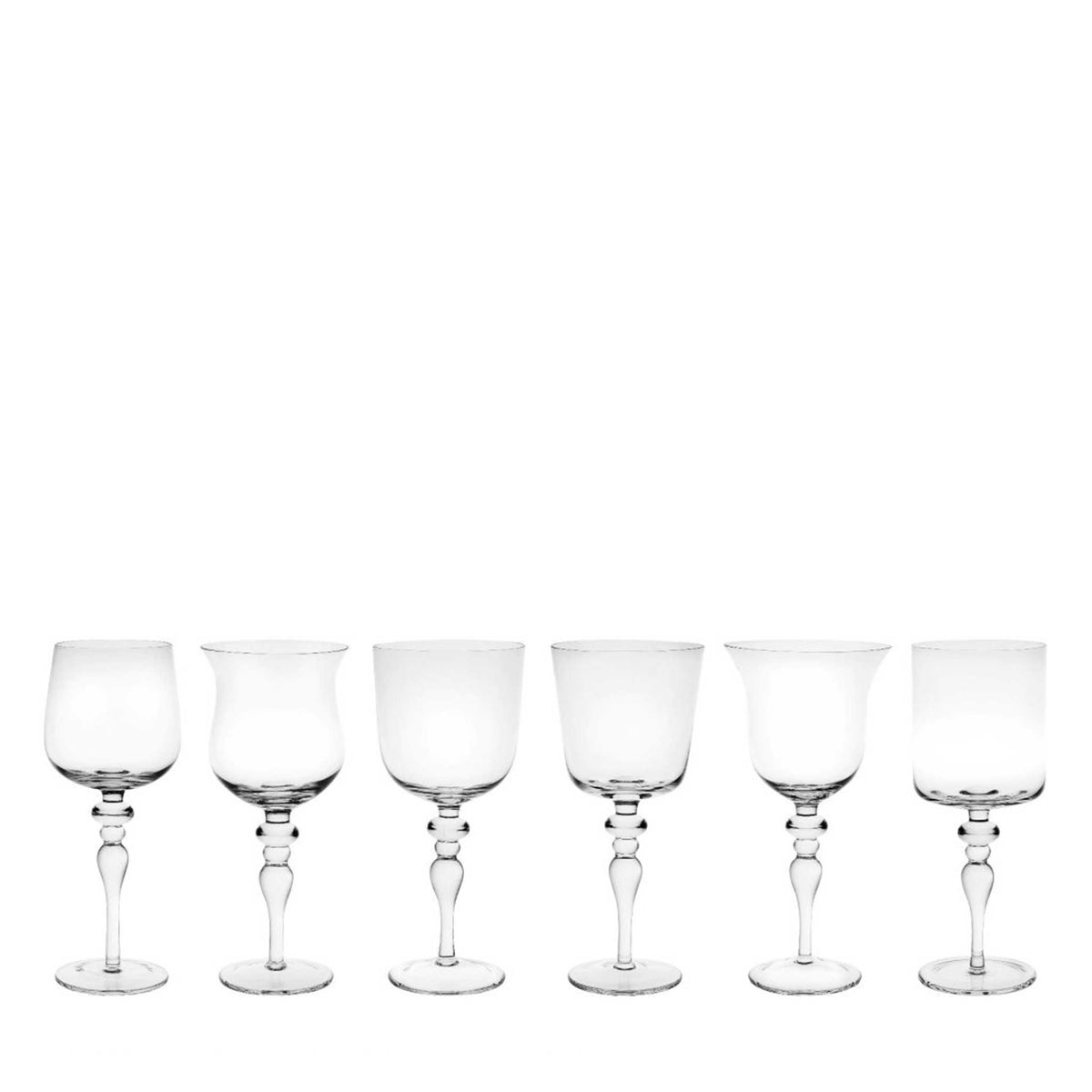 Bitossi Home Set of 6 Glasses Assorted Shapes Texture Nuances Amber Pink -  White Wine - Issimo
