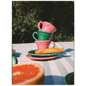 Deia Ceramic Espresso Cup and Saucer, Pink - Puglia Italy