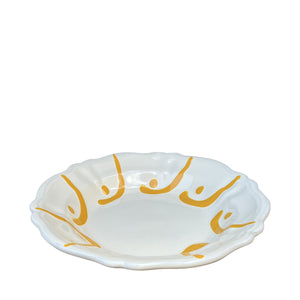 Frutti Scalloped Ceramic Pasta Bowl, Yellow