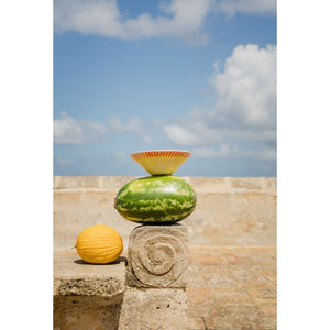 Frutti Ceramic Serving Bowl, Coral and Yellow