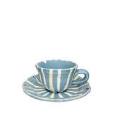 Partemio Ceramic Coffee Cup and Saucer, Blue