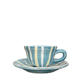 Partemio Ceramic Coffee Cup and Saucer, Blue