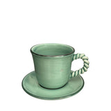 Dolce Ceramic Coffee Cup and Saucer, Mint