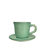Dolce Ceramic Coffee Cup and Saucer, Mint