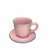 Dolce Ceramic Coffee Cup and Saucer, Pink