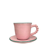 Dolce Ceramic Coffee Cup and Saucer, Pink