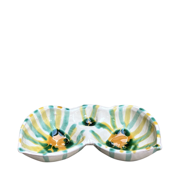 Frutti Ceramic Duo Dipping Bowl, Sea Green, Orange