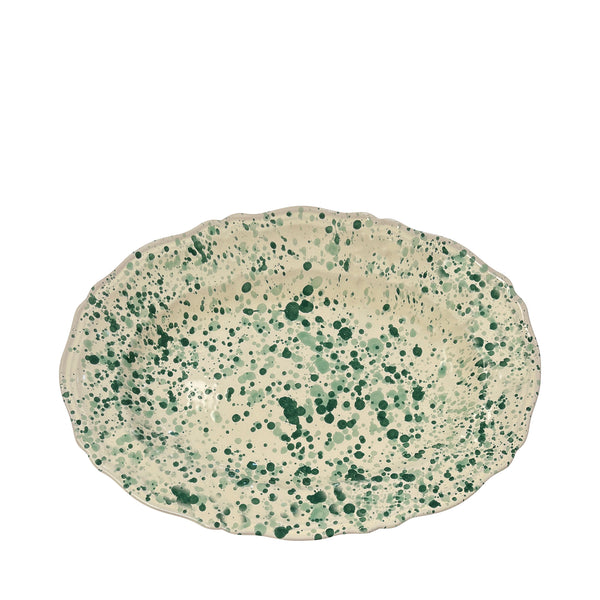 Schizzato Ceramic Oval Platter, Doppio Green - Puglia, Italy