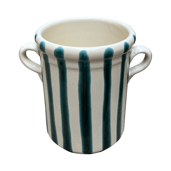 Lido Ceramic Wine Cooler, Green & Cream - Puglia, Italy