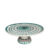 Spirale Ceramic Cake Stand, Green & Pink