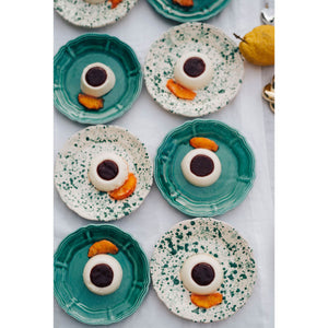 Schizzato Ceramic Side and Dessert Plate, Doppio Green - Puglia, Italy