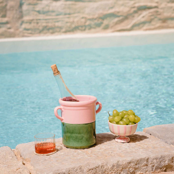 La Piscina Ceramic Wine Cooler, Green & Pink