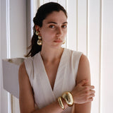 LO X ALEX AND TRAHANAS  Large Double Link Chifferi Earrings, Brass