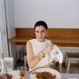 LO X ALEX AND TRAHANAS  Large Double Link Chifferi Earrings, Brass