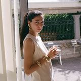 LO X ALEX AND TRAHANAS  Large Double Link Chifferi Earrings, Brass