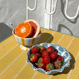 Scalloped Ceramic Aperitivo Bowl, Blue, Cream, White