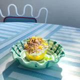 Scalloped Ceramic Aperitivo Bowl, Mint, Sea Green, White