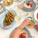 Schizzato Ceramic Oval Platter, Blu e Bianco