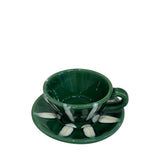 Altea Coffee Cup and Saucer, Green & white stripes