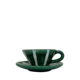 Altea Coffee Cup and Saucer, Green & white stripes
