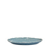 Vacanza Small Ceramic Scalloped Oval Plate, Blue