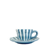 Lido Coffee Cup and Saucer, Blue & White