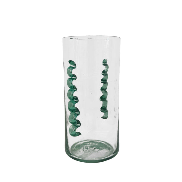 Hand-blown glass vase with sea green detail - Mallorca, Spain