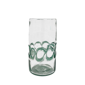 Hand-blown glass vase with sea green circle detail - Mallorca, Spain