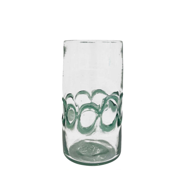 Hand-blown glass vase with sea green circle detail - Mallorca, Spain