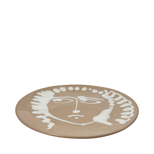 ALEX AND TRAHANAS X THE THINKING TRAVELLER, Large Face Serving Plate, Beige - Puglia, Italy