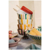 Lido Ceramic Dessert Cup, Pale Pink & Green