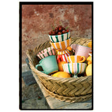 Lido Ceramic Dessert Cup, Pink, Green & Orange