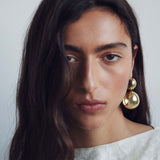 LO X ALEX AND TRAHANAS  Large Double Link Chifferi Earrings, Brass