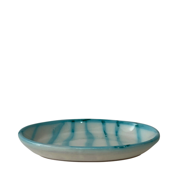Medium ceramic Ripple oval plate, Ocean Wash - Puglia, Italy