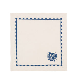 Hand printed napkins, blue, set of 4 - Emilia-Romagna, Italy