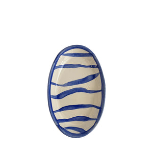 Small ceramic Ripple oval plate, Blue - Puglia, Italy