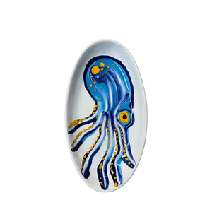 Ceramic medium oval plate, octopus - Puglia, Italy