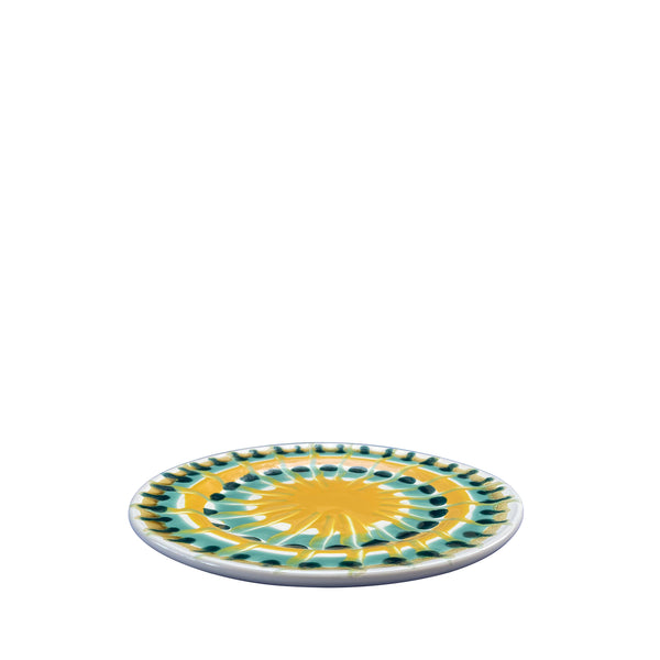 Spiaggia Ceramic Dessert & Side Plate, Green & Yellow - Puglia, Italy