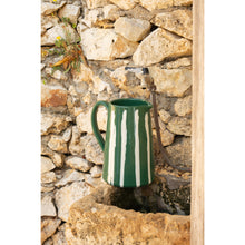 Load image into Gallery viewer, Ceramic Water Jug, 2lt, Sea green and cream stripe - Puglia, Italy