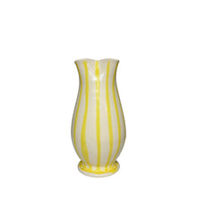 Load image into Gallery viewer, Lido Ceramic Pinch Vase, Yellow stripe, Small - Puglia, Italy