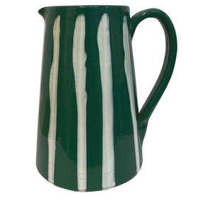 Ceramic Water Jug, 2lt, Sea green and cream stripe - Puglia, Italy