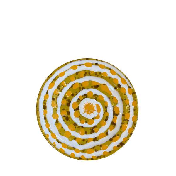 Spirale Ceramic  Dessert & Side Plate, Yellow & White - Puglia, Italy