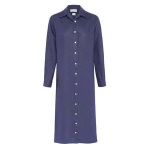 Aloe Vera-Infused Italian Linen Shirt Dress, Navy