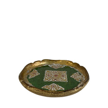 Load image into Gallery viewer, Carved wooden gold leaf coaster - green, Florence, Italy