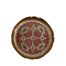 Load image into Gallery viewer, Carved wooden gold leaf coaster - pink, Florence, Italy