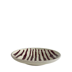 Ceramic pasta bowl - burgundy stripes, Puglia, Italy