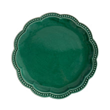 Load image into Gallery viewer, Ceramic scalloped main dinner plate - green, Puglia, Italy